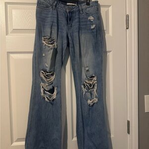 Flying Monkey Light Blue Distressed Flare Jeans